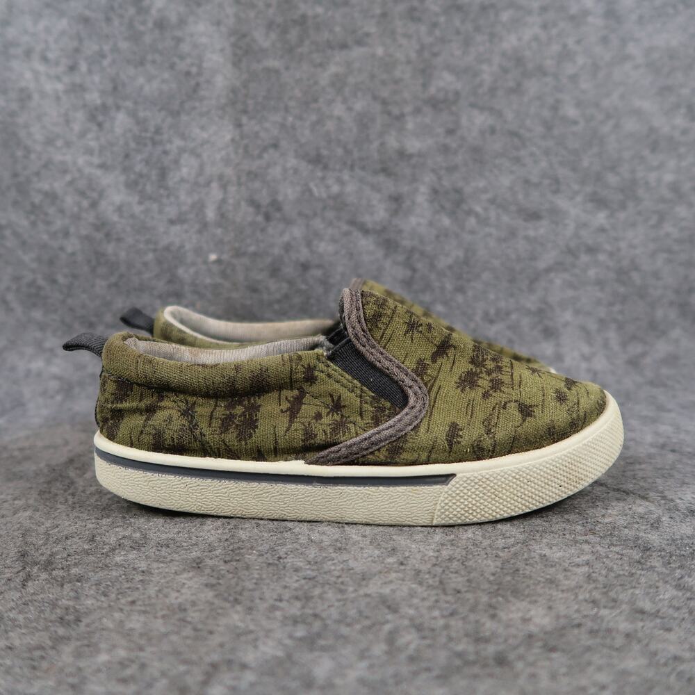 OshKosh B'Gosh Shoes Kids 10 Sneakers Slip On Trainers Fabric Green Toddler Boy